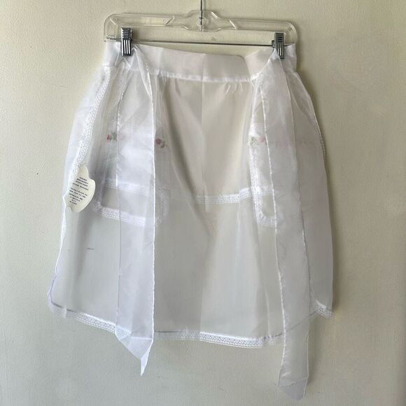 Vintage 1950s/60s Sheer White Lace Apron w/ Floral Embroidery & Pockets NWT - Picture 7 of 11